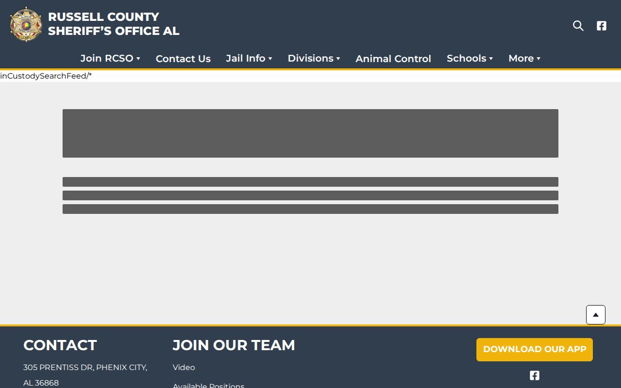 Russell County Jail release search current custody feed